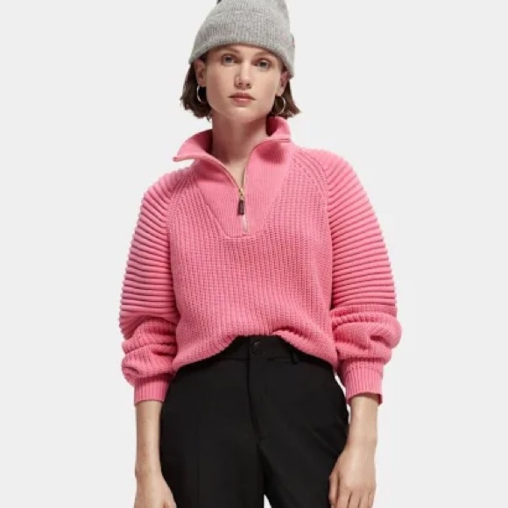 Scotch & Soda Vibrant Pink 1/4 Zip Sweater